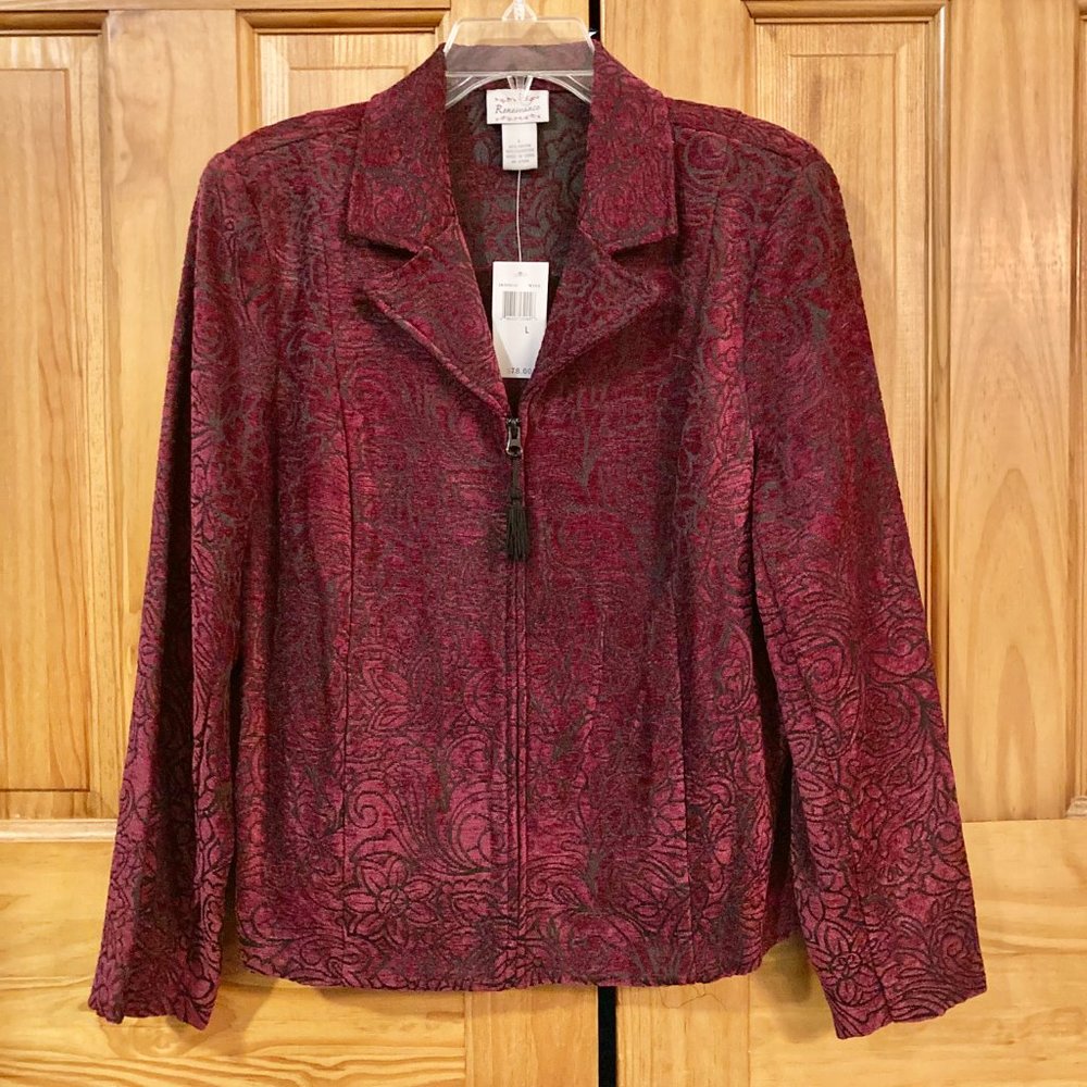 NWT Renaissance Vintage 90s Top Jacket Blazer Long Sleeve Red Size L Large